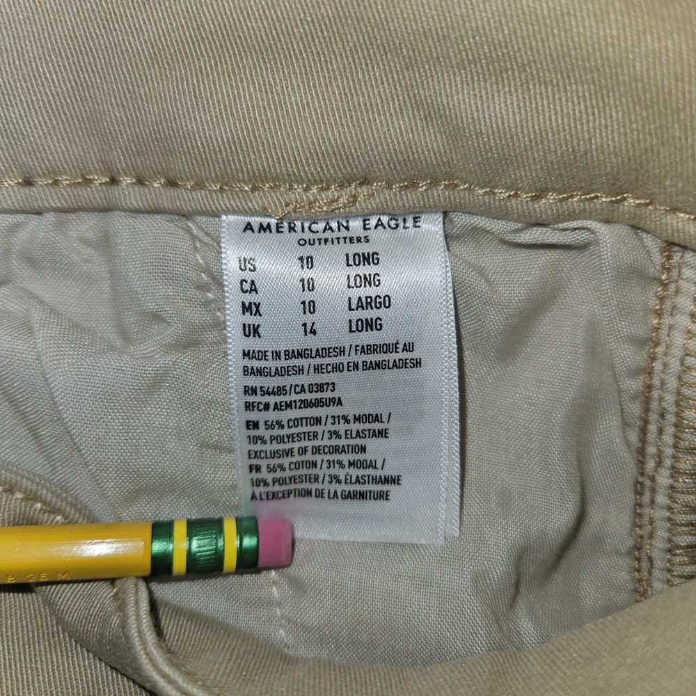 American Eagle Super Stretch Flare Pants Khaki Tan Sz 10 Long - Picture 4 of 7